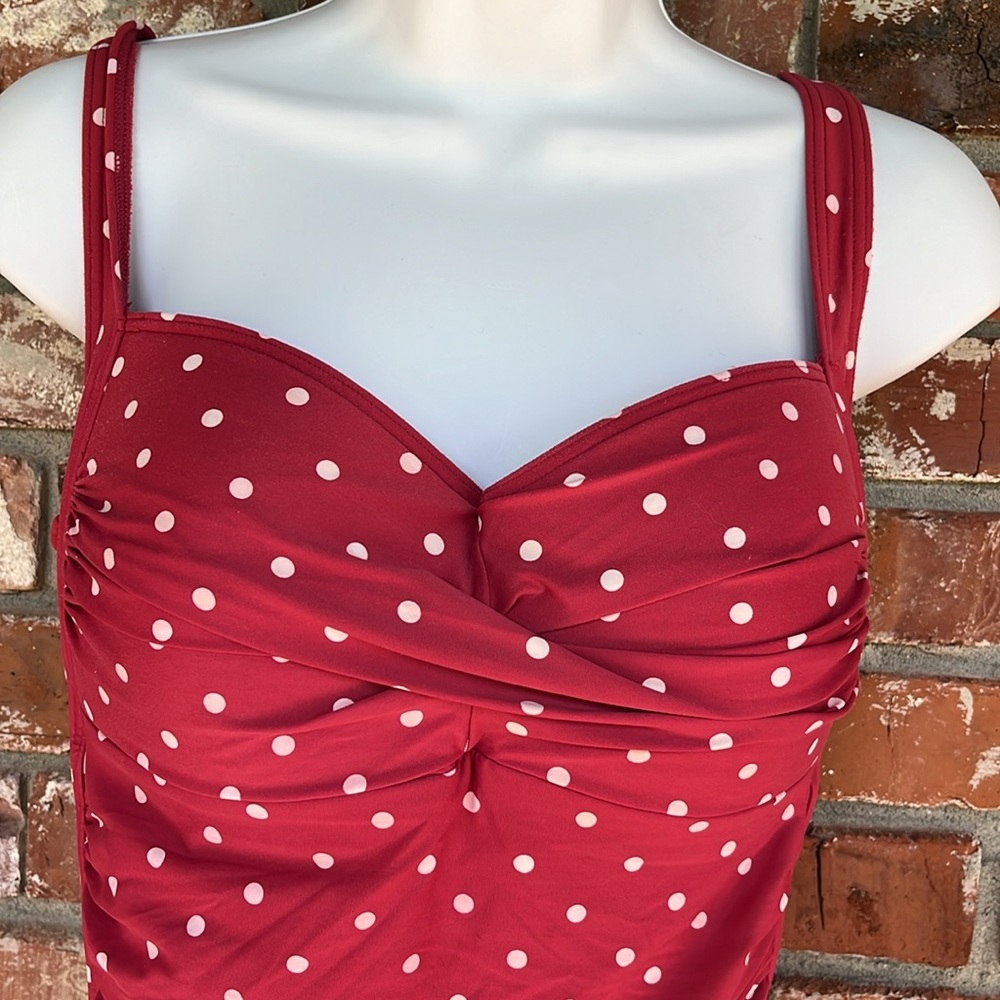 Niptuck Red Polka Dot one piece Swimsuit size 10 - Picture 2 of 10